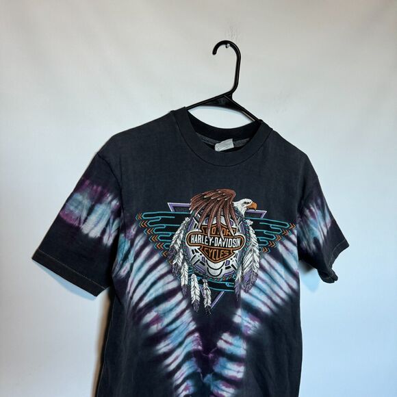 Vintage Harley Davidson Shirt Mens Large Tie Dye Dream Catcher Dick Farmers 90s - Picture 2 of 13